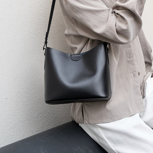 Large Capacity Women's Leather Tote Bag - Soft Genuine Shoulder & Crossbody Purse with Adjustable Strap