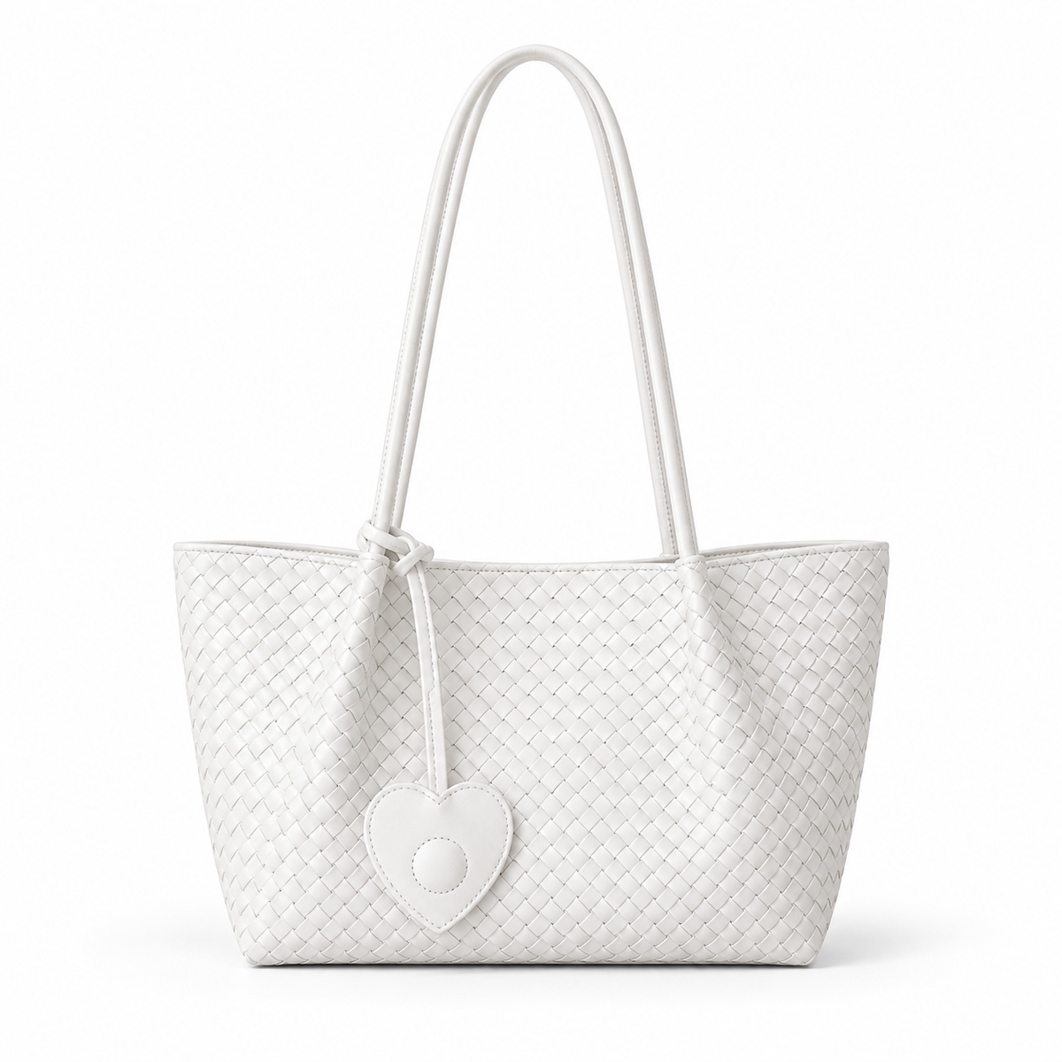 Elegant Cream Woven Shoulder Tote Bag