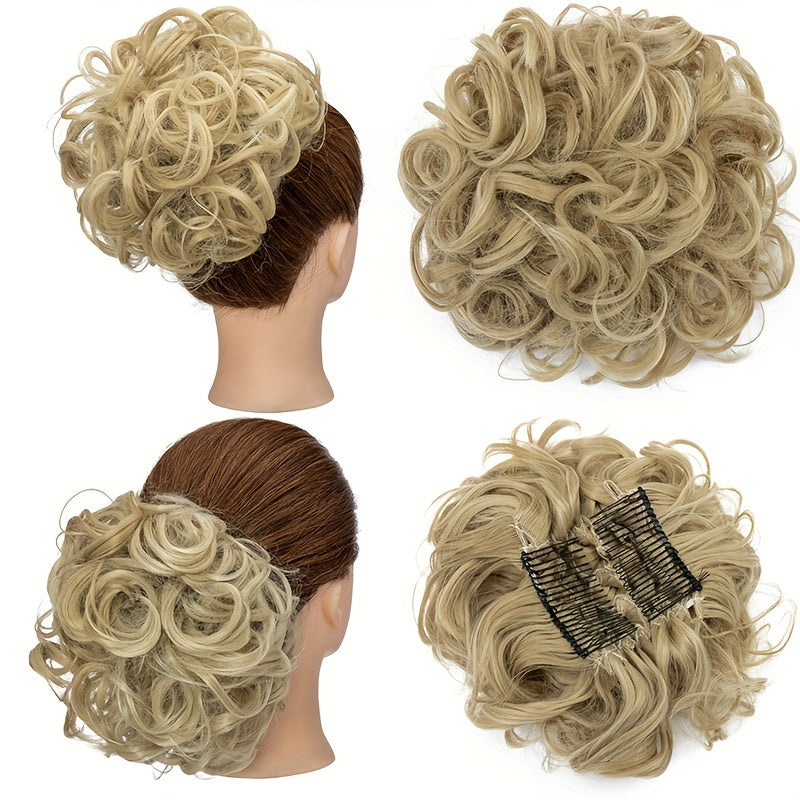 Curly Bun Extensions Scrunchie Combs In Messy Bun Hair Piece For Women