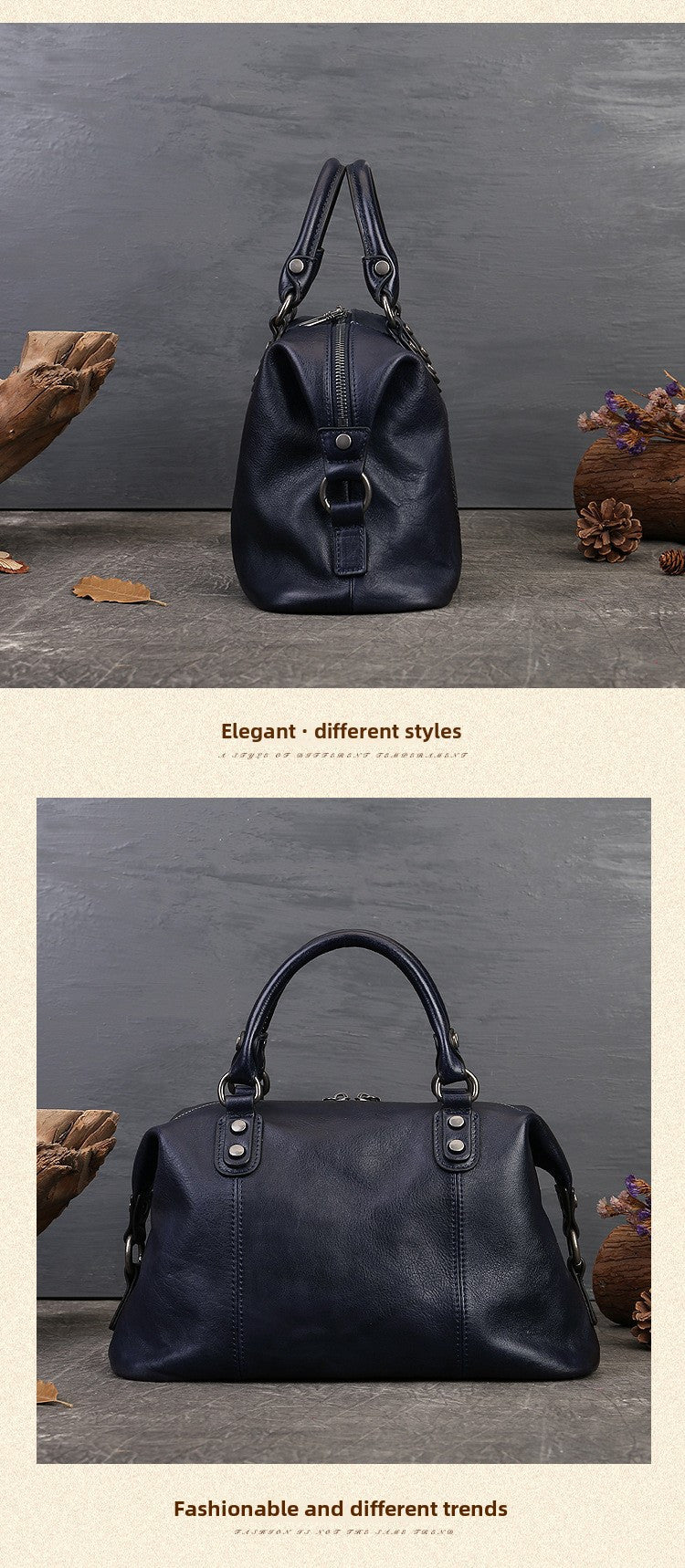 Women's Genuine Leather Satchel Business Handbag - Light Brown Geometric Retro Totem Design, Large Capacity Convertible Shoulder/Handbag with Adjustable Strap