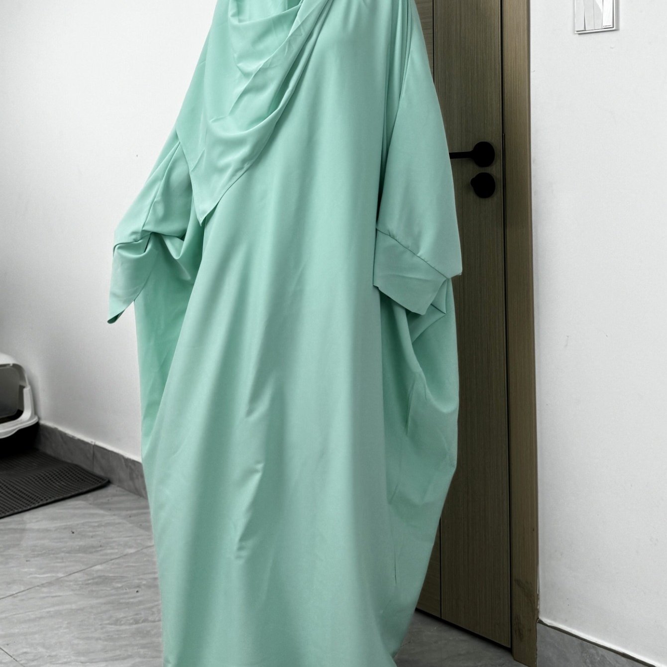 Plus Size Middle Eastern Loose Long Robe Prayer Jilbaab Dress with Matching Headscarf Two-piece Abayas Ethnic Clothing Islamic Conservative Dresses Long Skirt