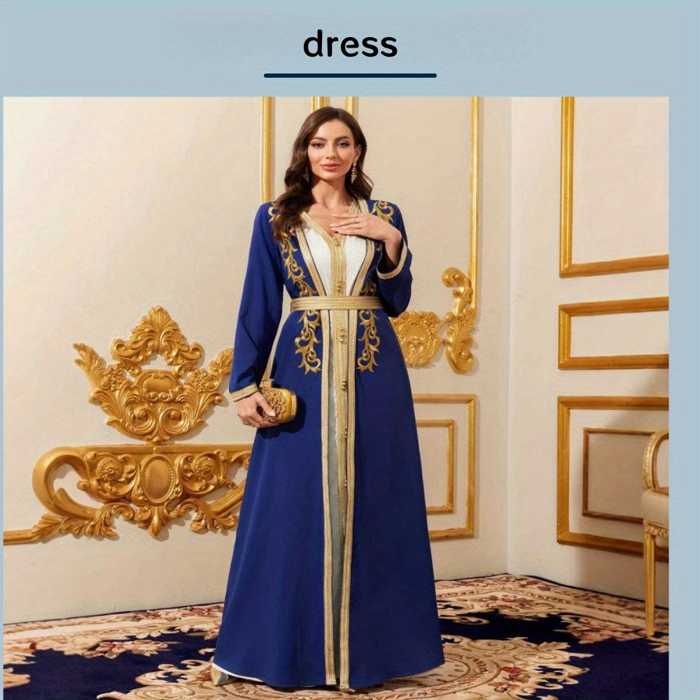 Middle East Women's Abaya Gowns Arabian Dubai Robe Fashion Embroidered Lace Dress Sub Two Piece Set Costumes Accessories