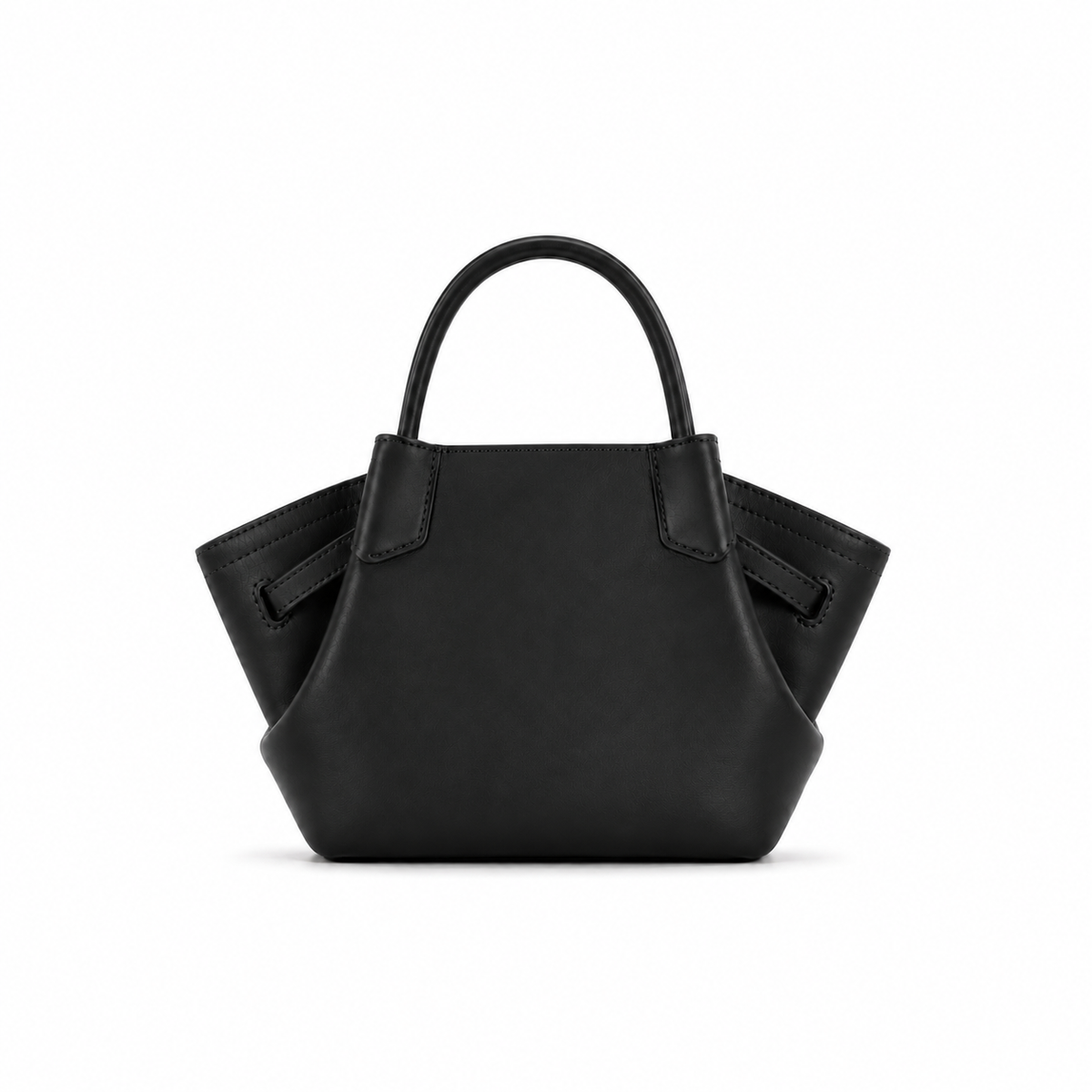 Matte Black Winged Top-Handle Handbag