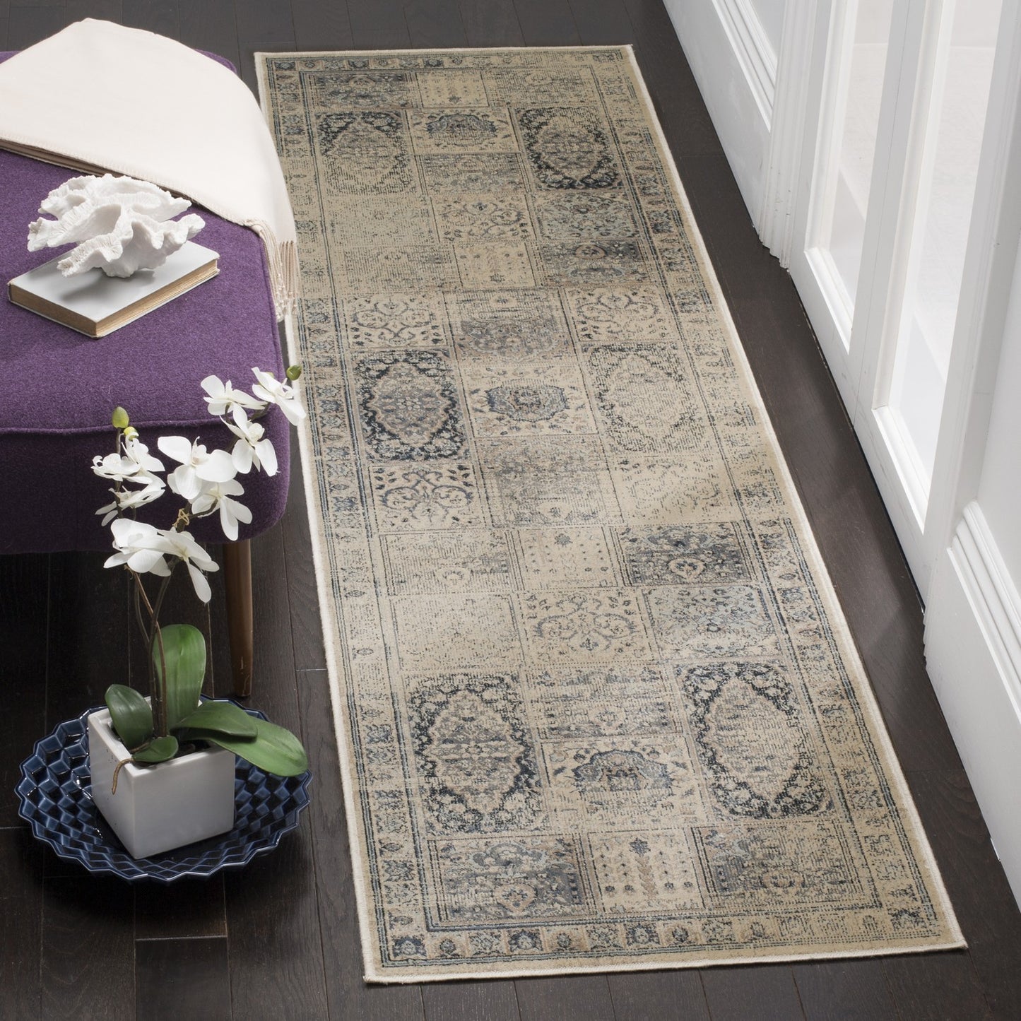 Vintage Collection VTG127 Non-Slip Indoor Power Loomed Easy Care Area Medium Rug For Home Decor Rug for Living Room, Bedroom,Turkish Carpet, Dining Room, Home Office, Basement