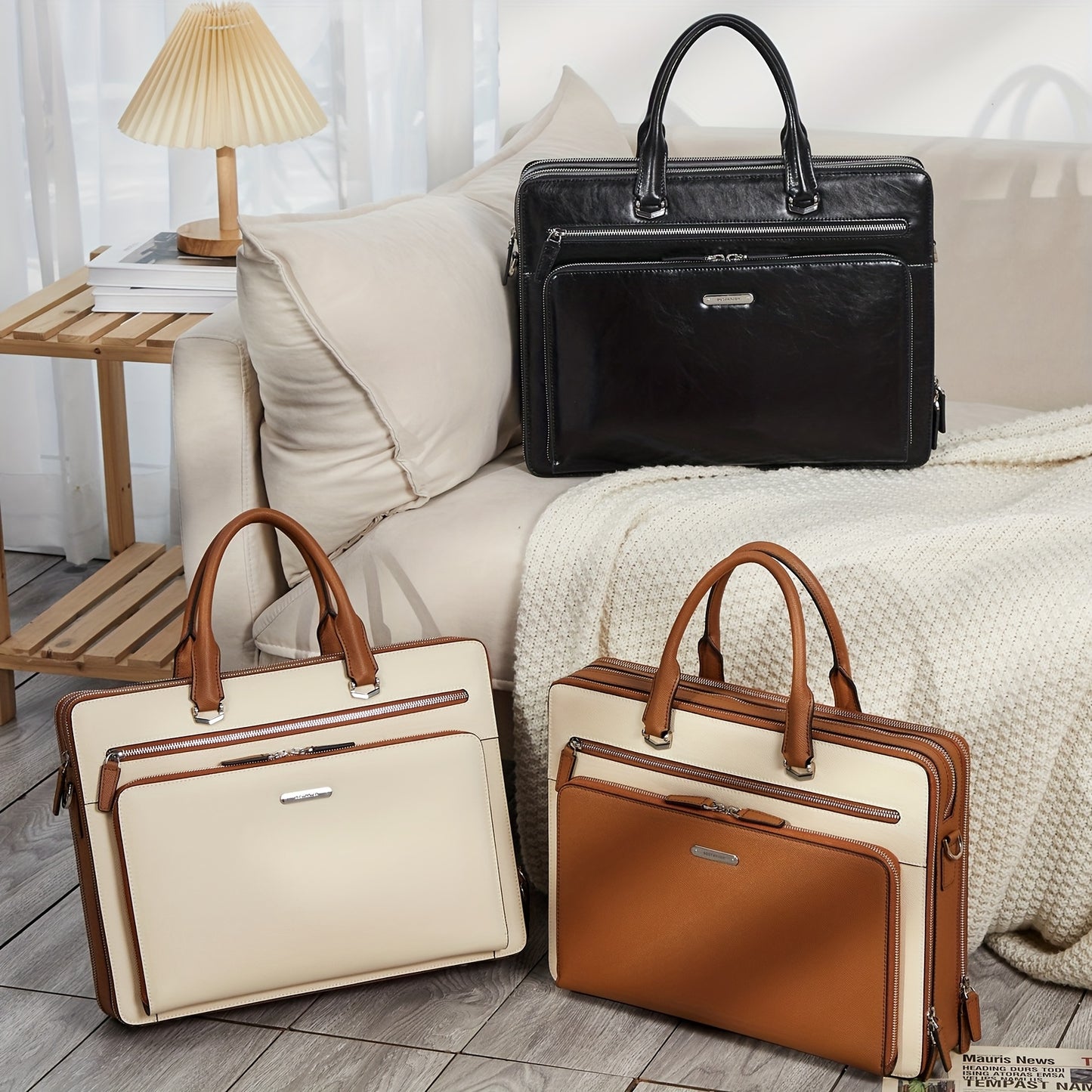 Briefcases For Men Laptop Leather Bag 15.6 Inch Computer Messenger Shoulder Slim Bag Business Travel