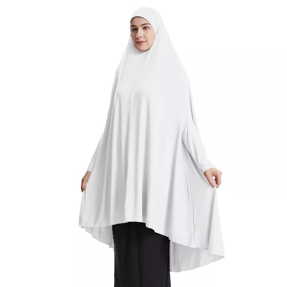 Women's Navy Blue Sleeveless Robe-Style Headscarf - Classic Loose Fit Breathable Jibab Abaya, Machine Washable Versatile Cover-Up for Casual & Formal Outings, Hijab Accessories, Modest Apparel, Decorative Pin Feature, Smooth Texture