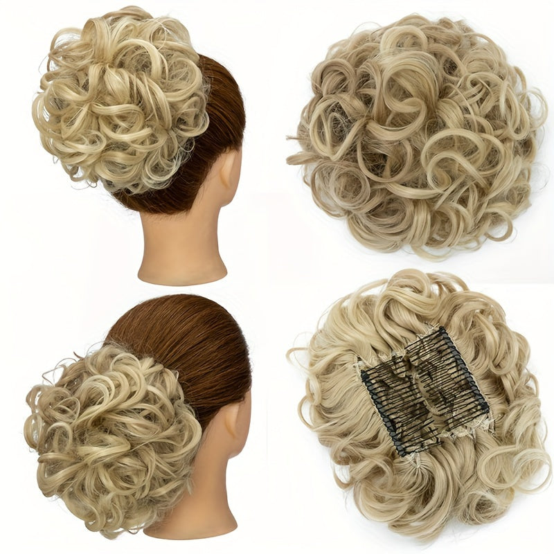 Curly Bun Extensions Scrunchie Combs In Messy Bun Hair Piece For Women