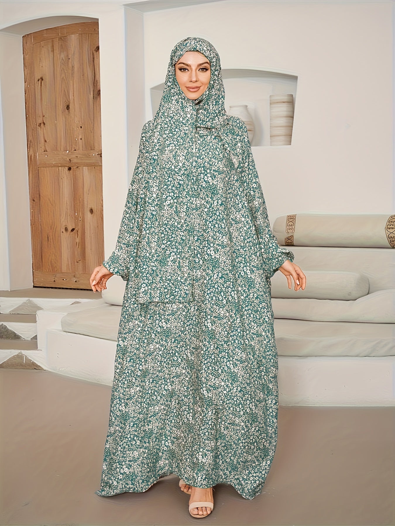 New Fashionable Traditional Scarf Prayer Palestinian Abaya for Muslim Women in the Middle East