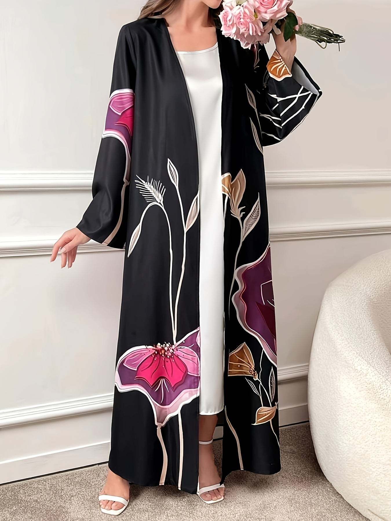 Feel like Royalty in Our Black Middle Eastern Style Robe | Kimono Abaya
