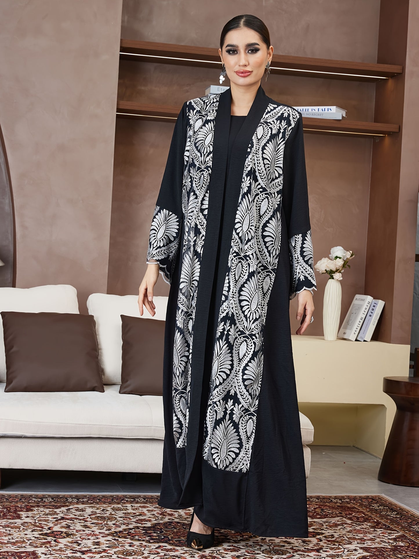 New Abaya for Ramadan, Middle Eastern Arabic Robe, Saudi Arabia, Turkish Muslim Women'S Floral Dress with Comfortable Breathable Fabric, High-End Fashion Paisley Pattern