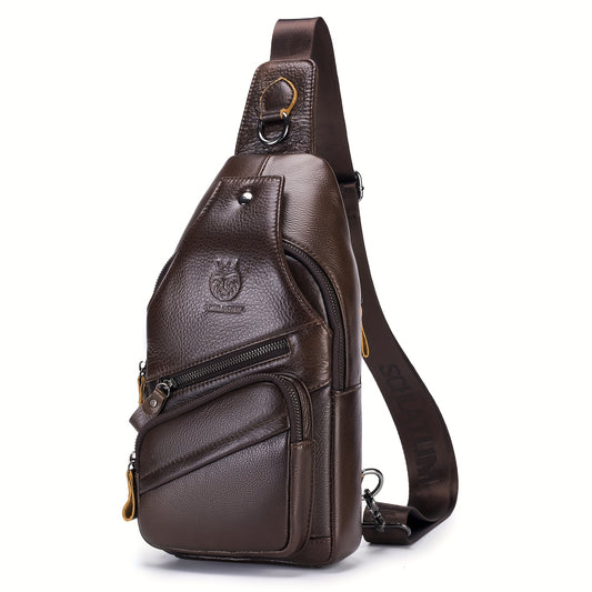 Mens Crossbody Bag Vintage Genuine Leather Sling Bag for Men Shoulder Casual Chest Pack Daypack Outdoor Travel Hiking Backpack