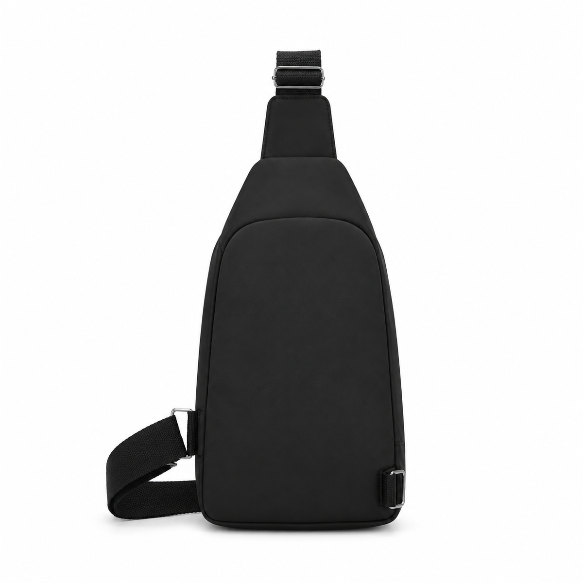 Black Sling Crossbody Bag With Zippers