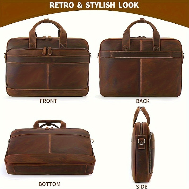 Leather Briefcase For Men, Business Travel Laptop Messenger Bags