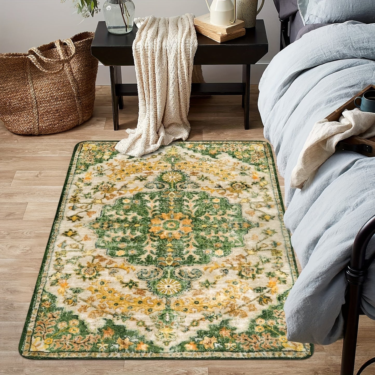 Bohemian Floral Medallion Area Rug - Small Rugs For Bedroom Soft Bathroom Mat, Machine Washable Indoor Throw Front Door Carpet For Bathroom Sink Dressing Room