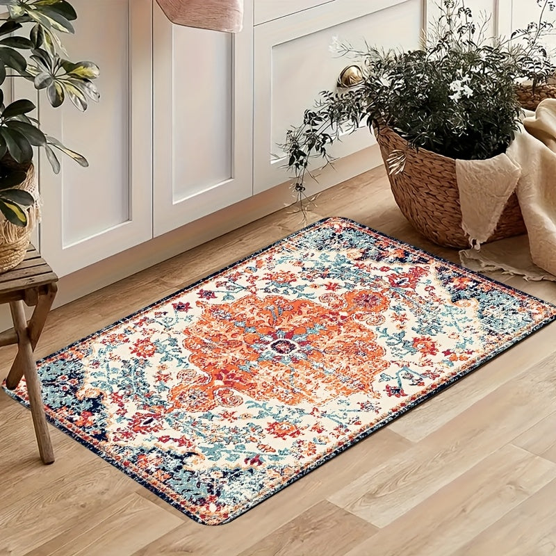Bohemian Kitchen Mat, Bohemian Raggy Wind Mat, Indian Mat Corridor Running Mat, Flannel Soft And Comfortable Easy to Clean, Suitable for Bedroom Living Room Dining Room Kitchen Bathroom Porch Rug Floor Carpet, Laundry Room