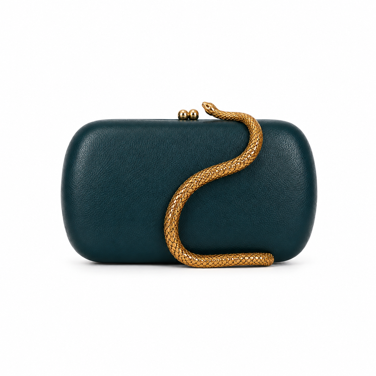 Luxury Teal Snake-Handle Clutch Bag