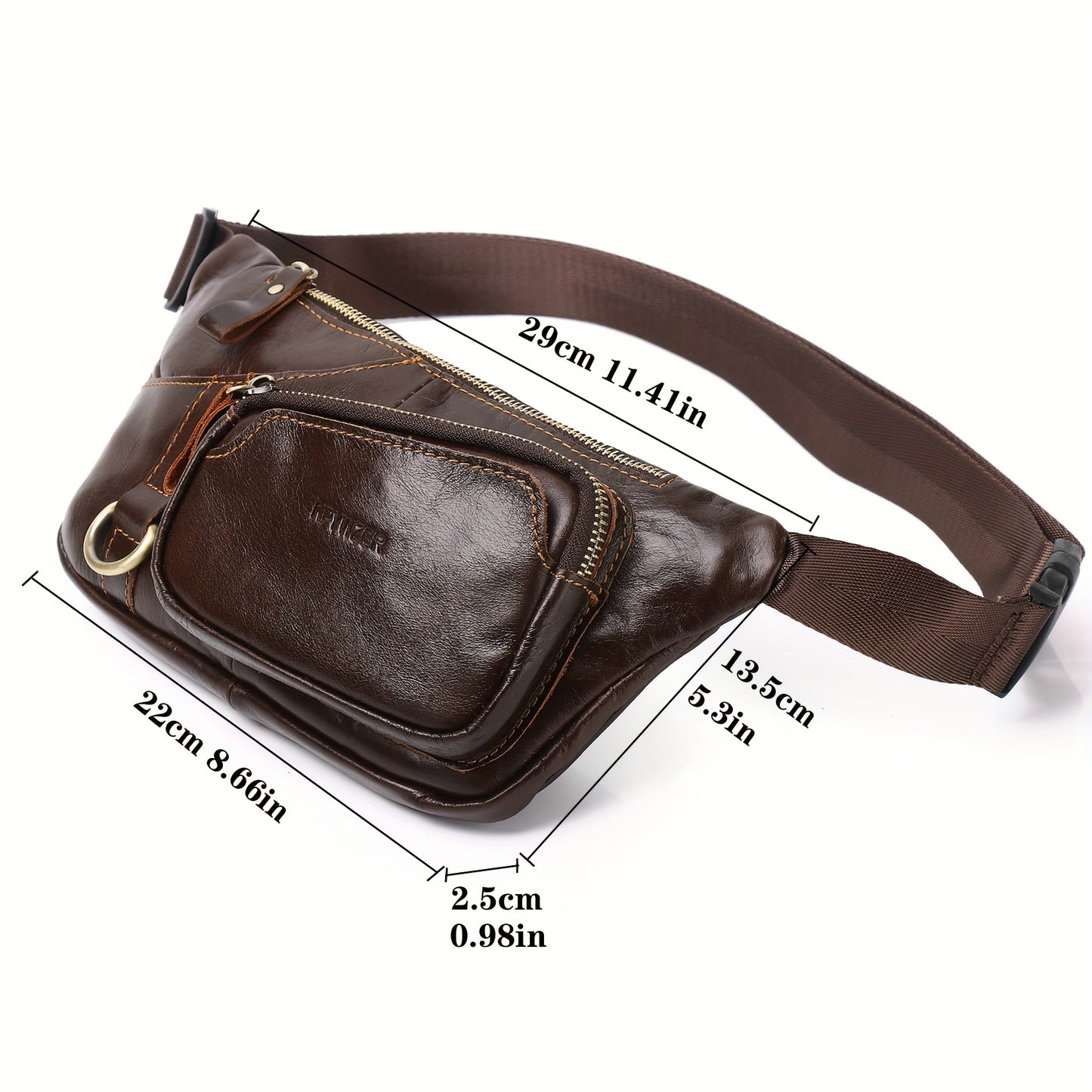 Genuine Leather Belt Bag Fanny Pack For Men Women Hip Bum Bag Belt Slim Cell Phone Purse Wallet Crossbody Sling Pouch Brown