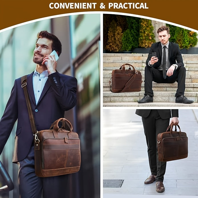 Leather Briefcase For Men, Business Travel Laptop Messenger Bags