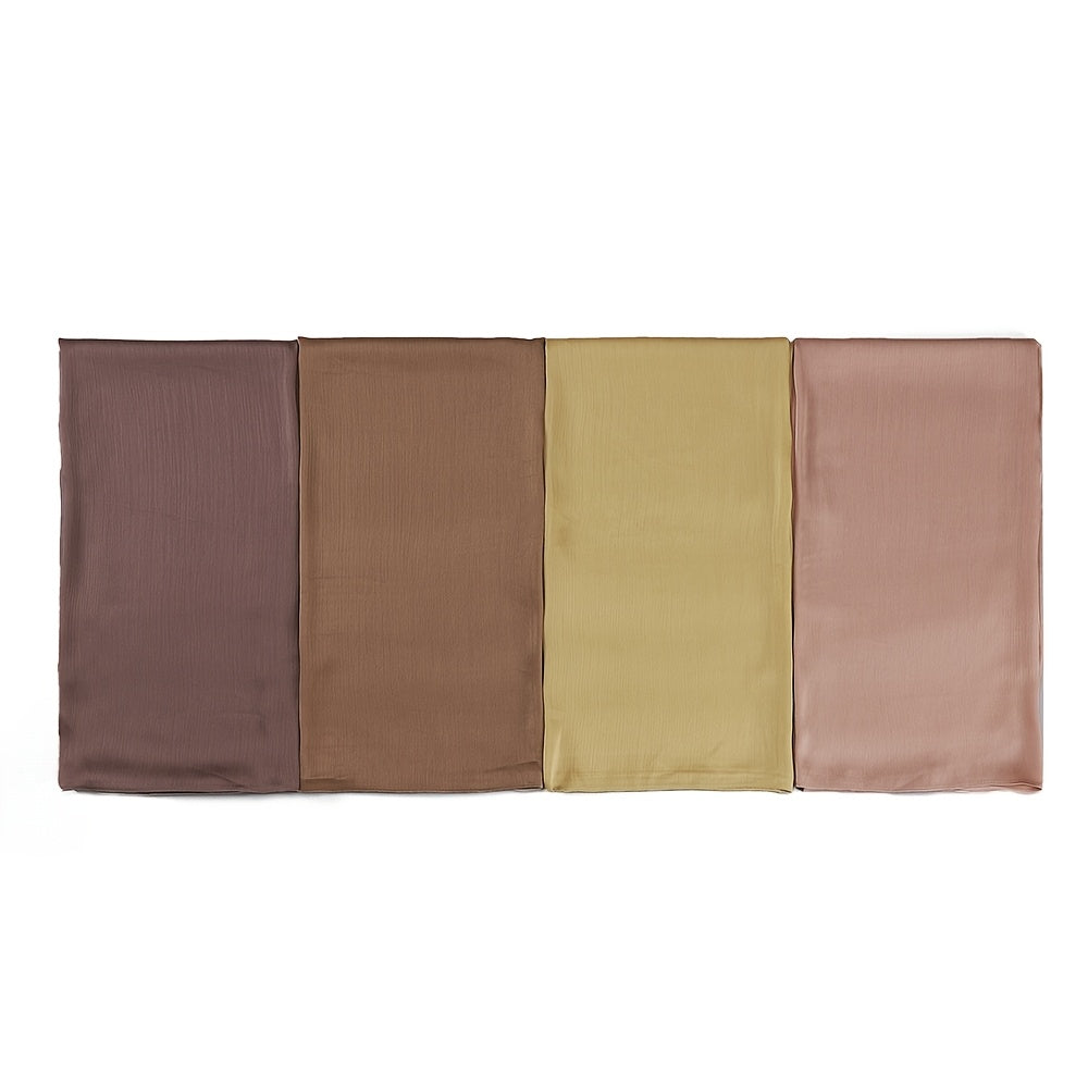 Ladies Elegant Solid Color Bamboo Woven Hijab Scarf | 4pcs/PC | Polyester | Hand Wash or Professional Dry Clean | for Ramadan | Elegant
