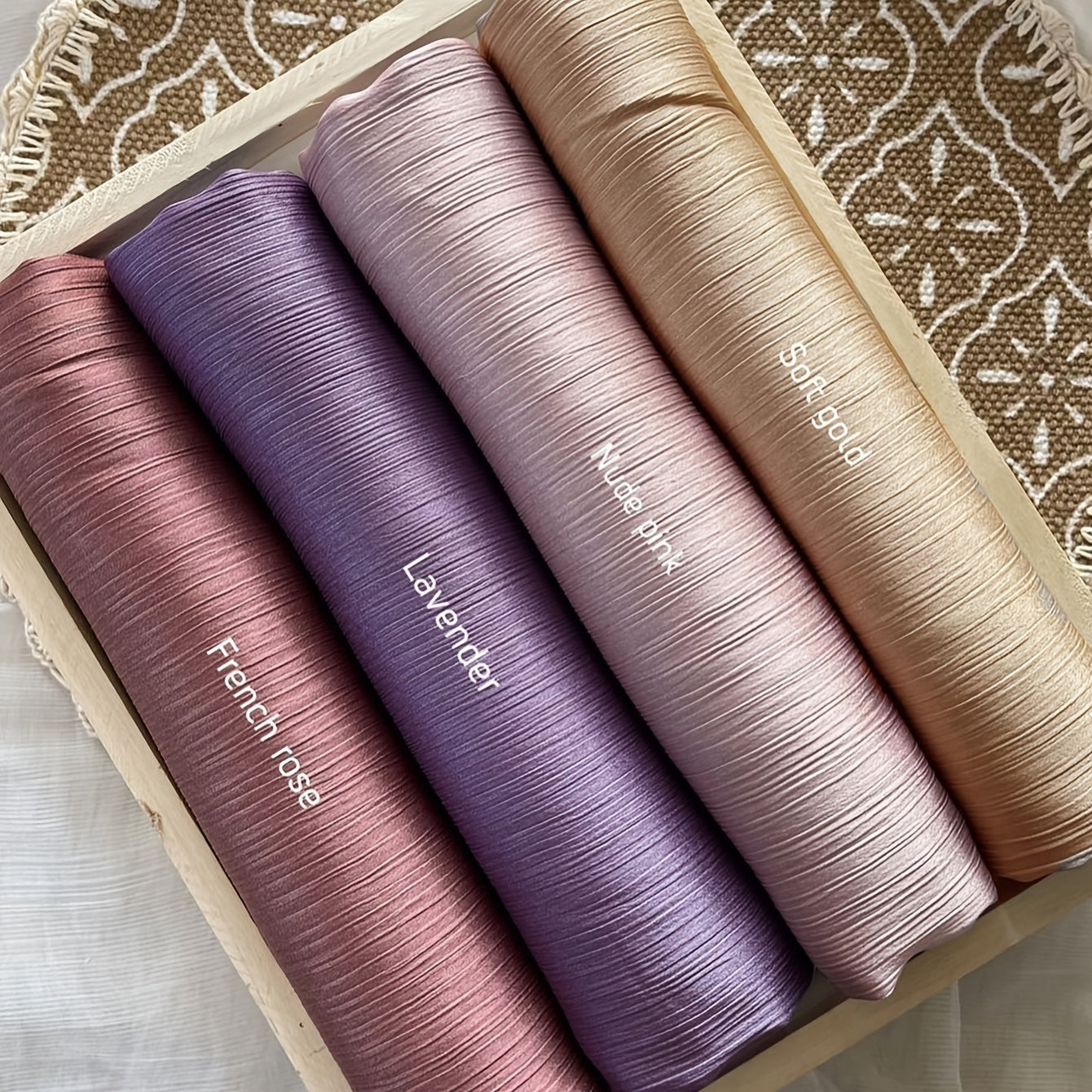 Ladies Elegant Solid Color Bamboo Woven Hijab Scarf | 4pcs/PC | Polyester | Hand Wash or Professional Dry Clean | for Ramadan | Elegant