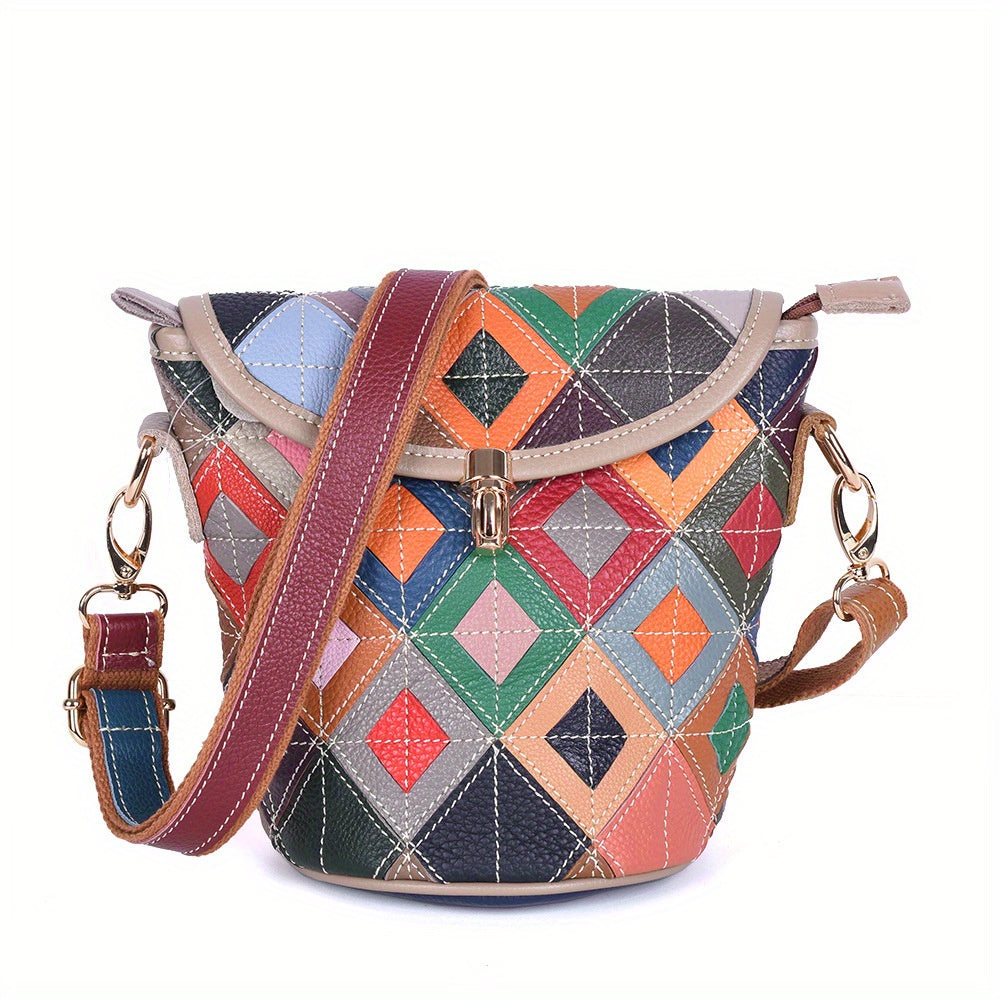 New Genuine Leather Women's bag with cowhide colored casual bag cover for Women's one-shoulder crossbody fashionable small square bag
