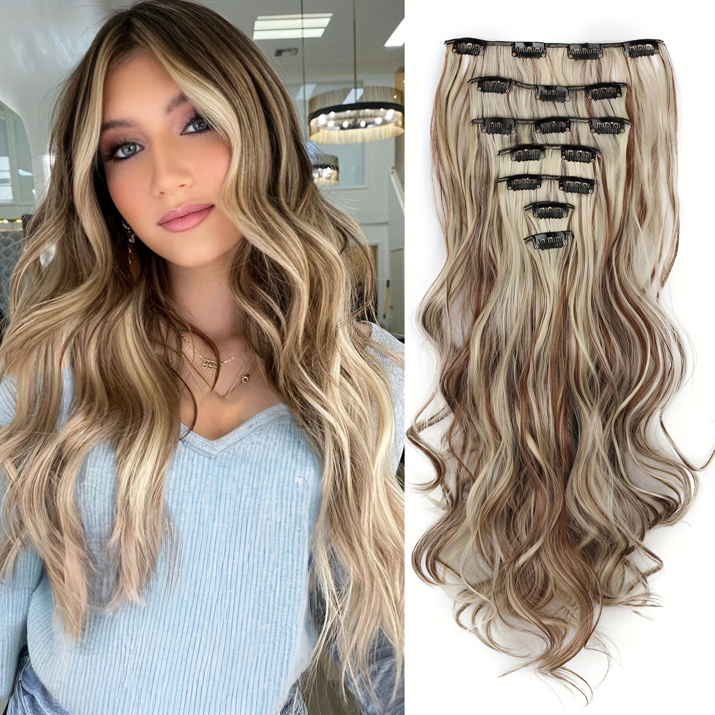 Fashionable Curly Hair with Highlights, Long Hair Extension Wefts, Made of High-heat-resistant Synthetic Material, Suitable for Daily Wear, Adds Volume, Perfect for Halloween