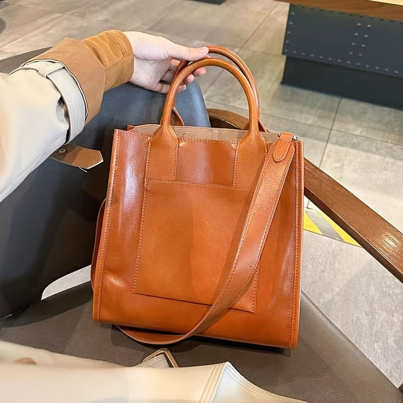 New Leather Crossbody Bag Women's Large Capacity Bag Spring And Summer Fashion Atmosphere Work Commuter Leather Crossbody Handbag