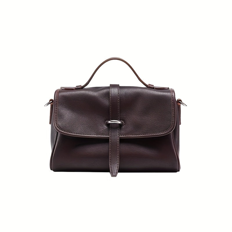 Genuine Leather Satchel Postman Cow Genuine Leather Vintage Postman Bag Women's Commuting Single Shoulder Crossbody Bag Niche Bag