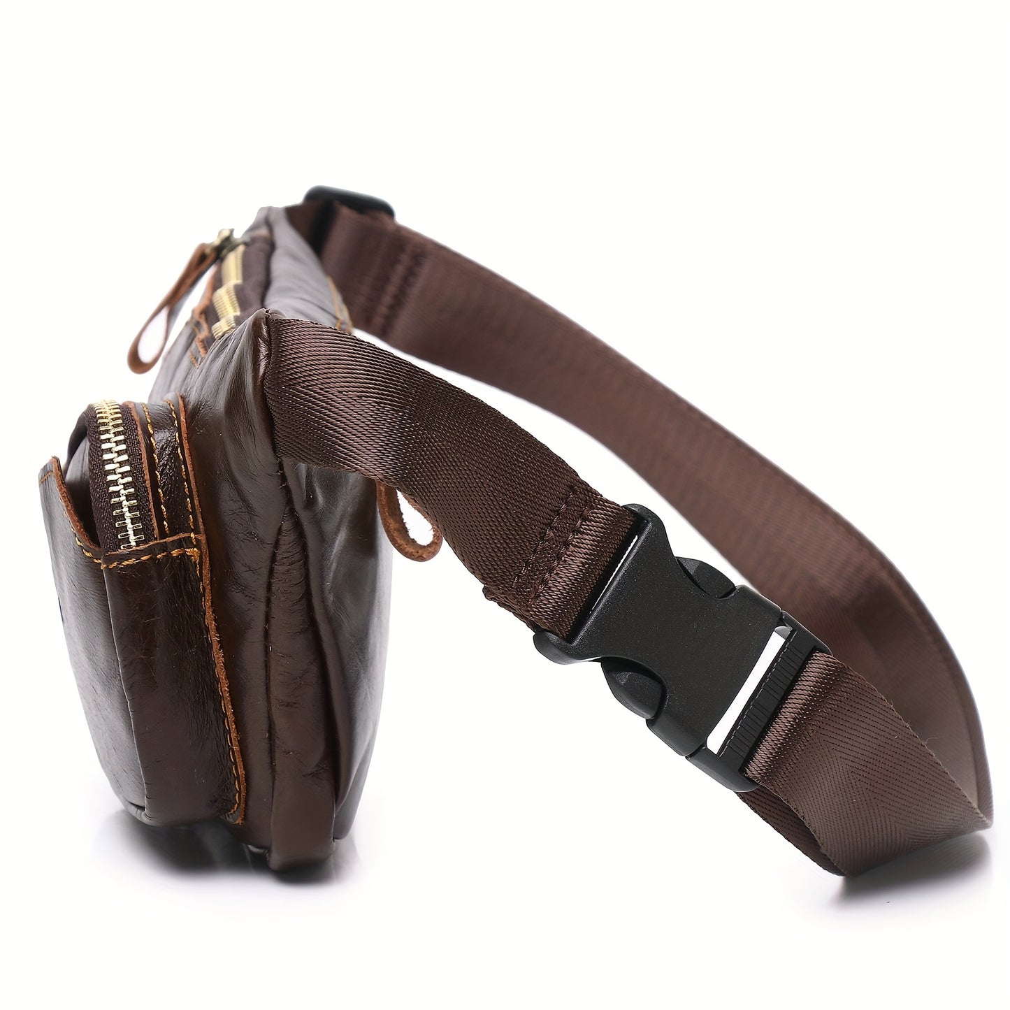 Genuine Leather Belt Bag Fanny Pack For Men Women Hip Bum Bag Belt Slim Cell Phone Purse Wallet Crossbody Sling Pouch Brown