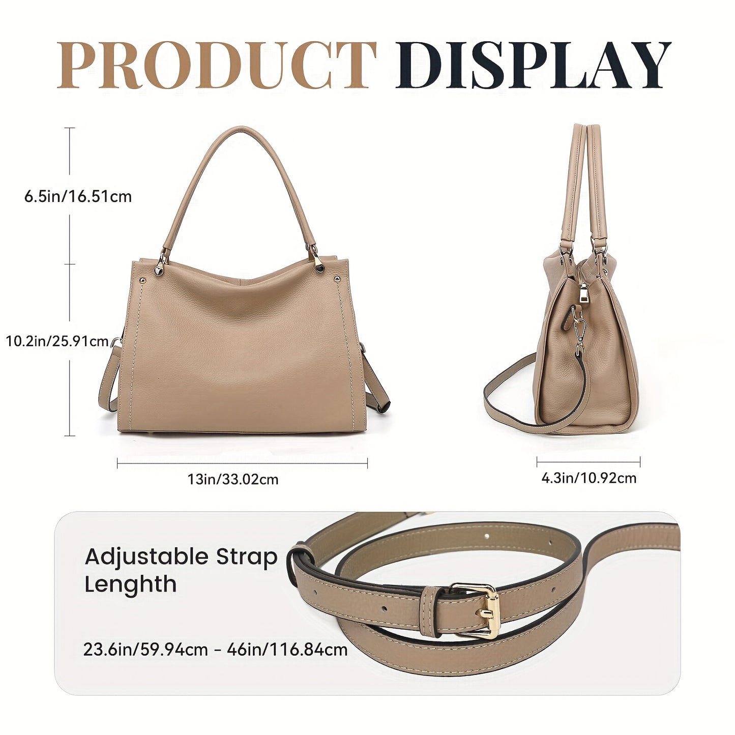 Elegant Leather Handbag, Women's Tote Bag, Versatile Single Shoulder Sling Bag