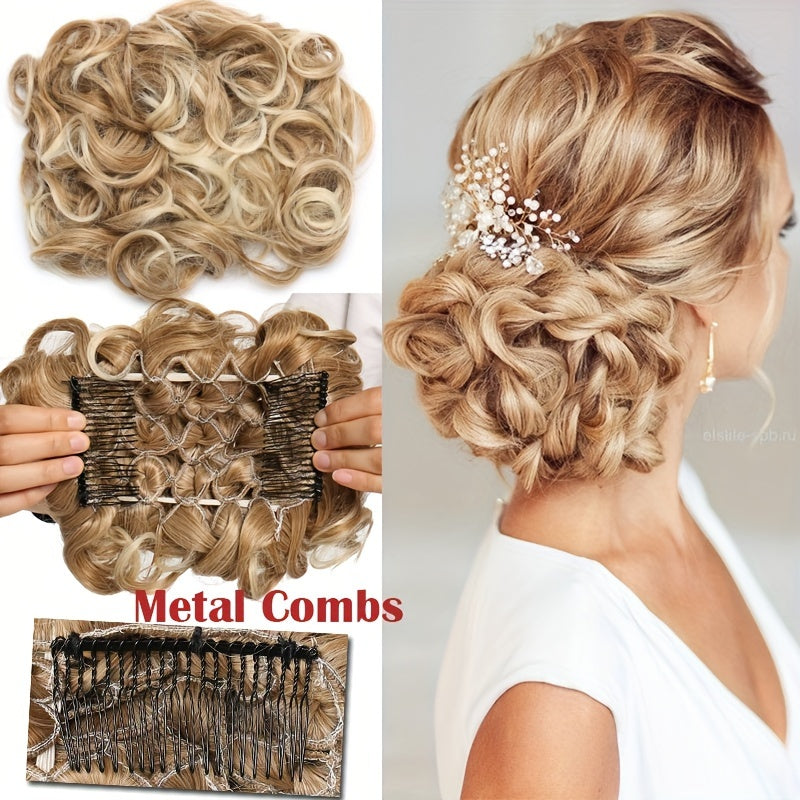 Curly Bun Extensions Scrunchie Combs In Messy Bun Hair Piece For Women