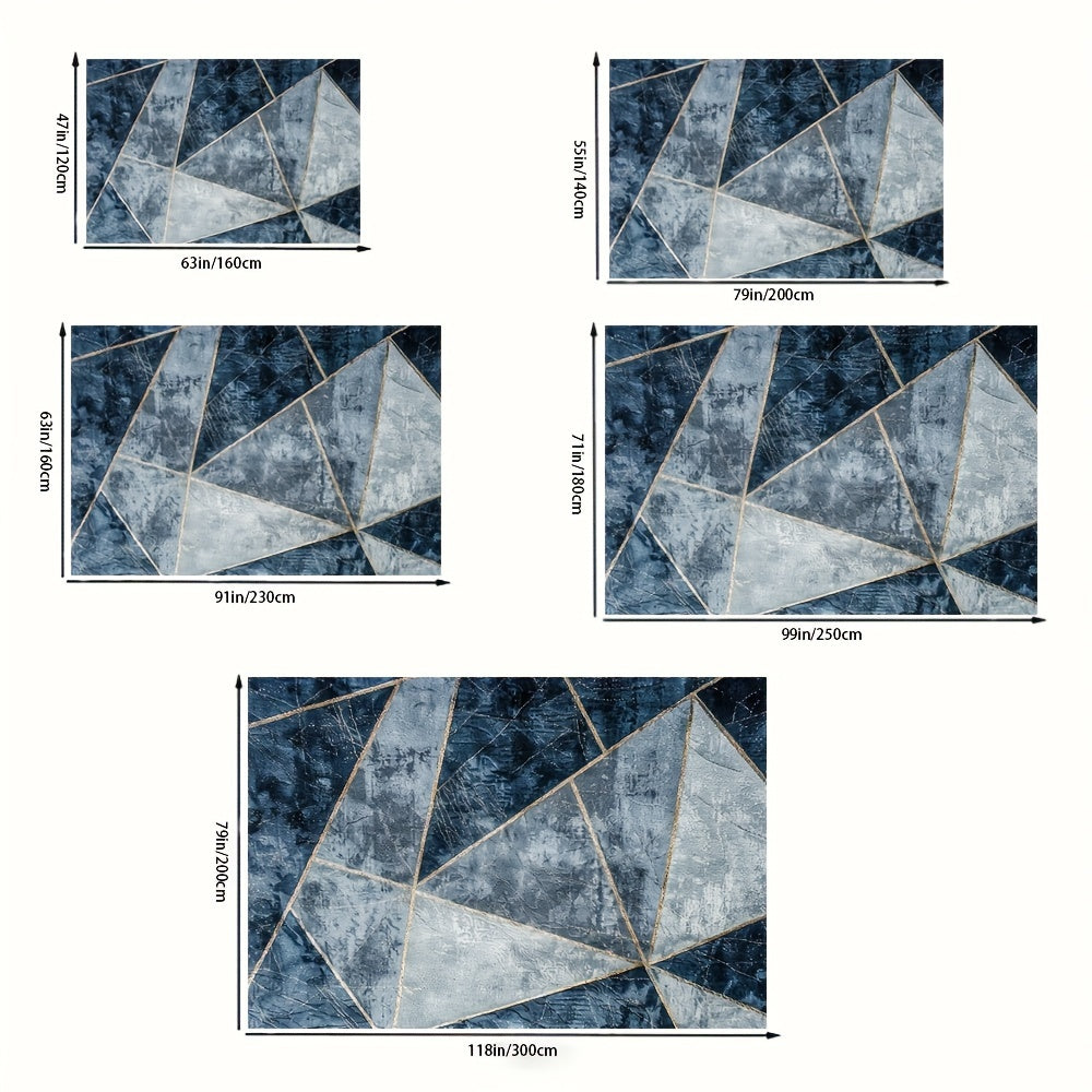 Washed Bottom Imitation Cashmere, Weight 1200G Per Flat, Thickness 1pc, Machine Washable Geometric Pattern Carpet, Medium Thickness Polyester Rug, Suitable for Indoor