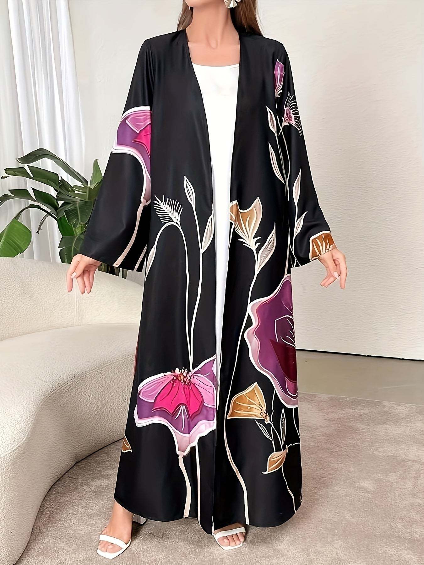 Feel like Royalty in Our Black Middle Eastern Style Robe | Kimono Abaya