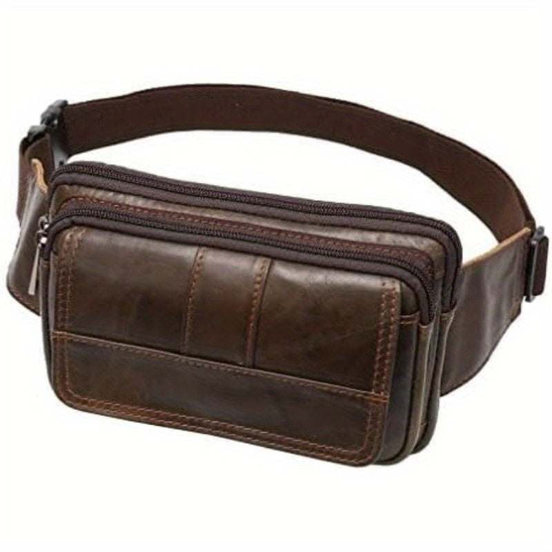 Leather Fanny Pack Waist Belt Bag for Men Women Travel Hiking Running Hip Bum Belt Vintage Retro Pouch Cell Phone Purse Wallet Brown