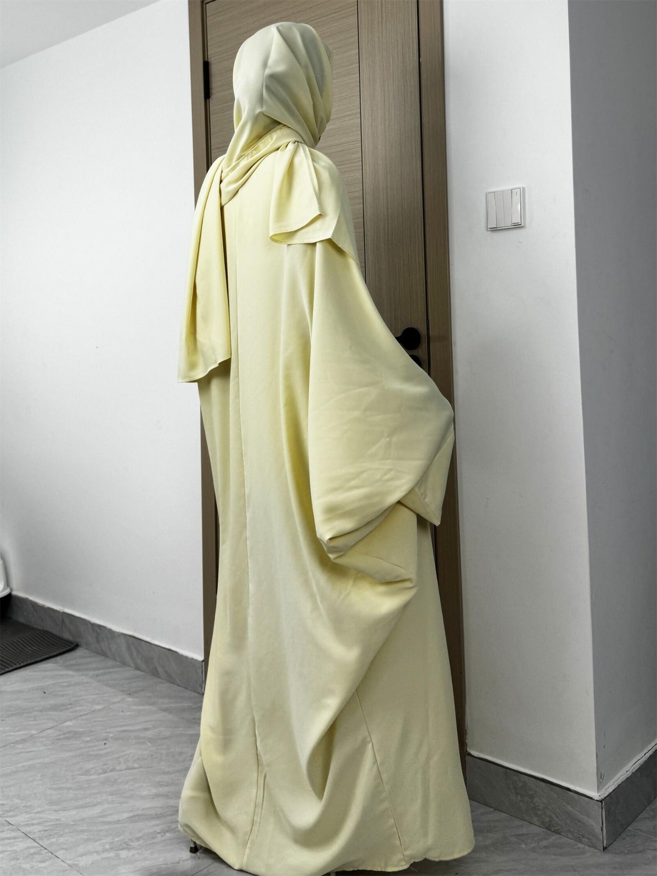 Plus Size Middle Eastern Loose Long Robe Prayer Jilbaab Dress with Matching Headscarf Two-piece Abayas Ethnic Clothing Islamic Conservative Dresses Long Skirt
