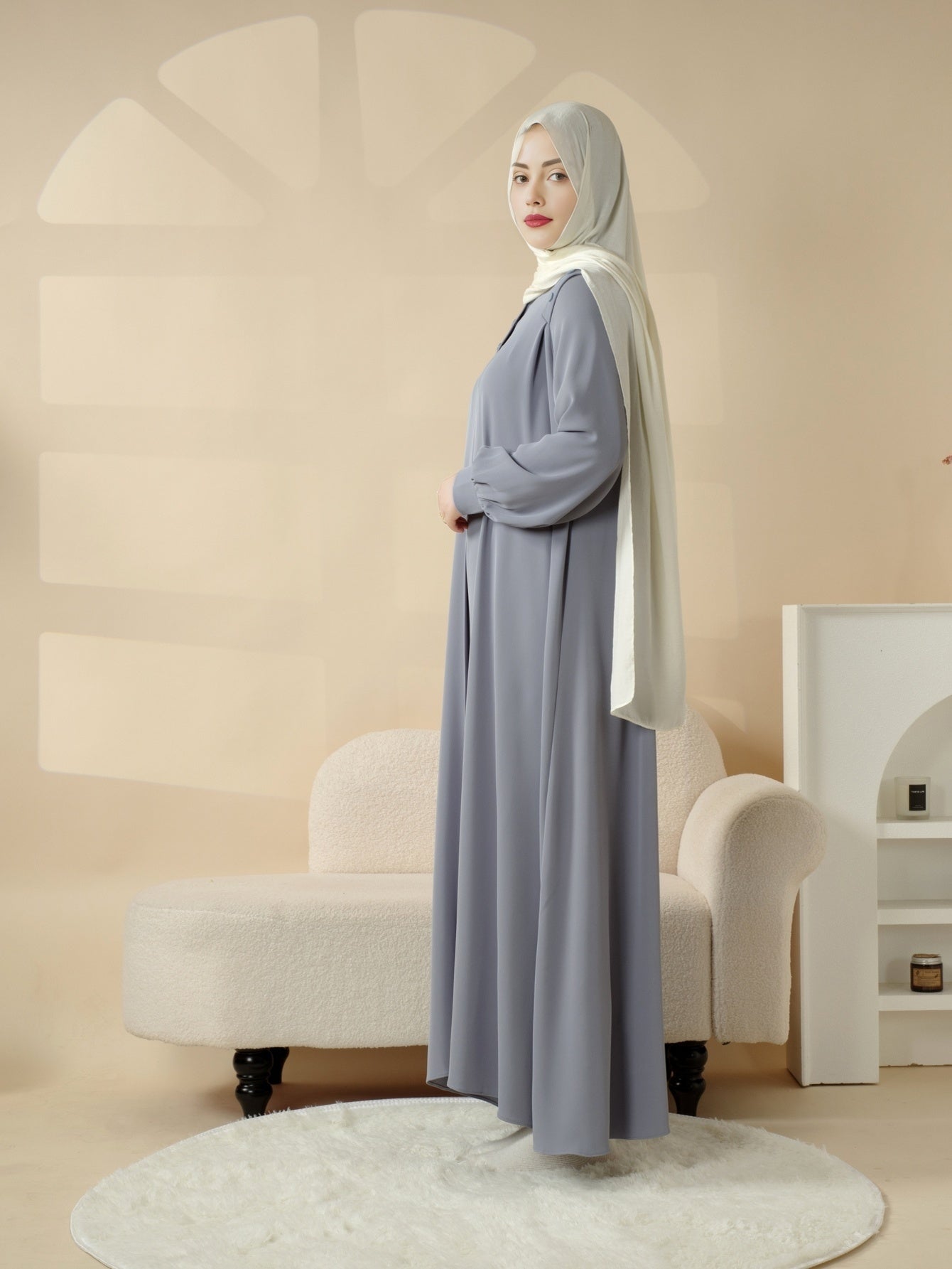 Elegant Macaron Color Shoulder Button Pullover Abaya Dress for Women - Long Sleeve, Solid Color, Non-Stretch Fabric, Regular Fit, Perfect for Ramadan, Prayer, and Muslim Style, Muslim Dress | Elegant Abaya | Nonstretch Fabric, Abay