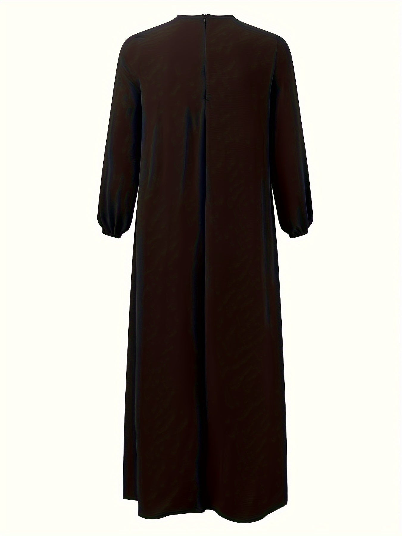 Modest Middle Eastern Baju Abaya Dress - Long Sleeve Round Neck Two-Tone Black & Beige with Adjustable Waist Tie, Non-Stretch Fabric for Ramadan, Daily Wear & Travel, Muslim Dress