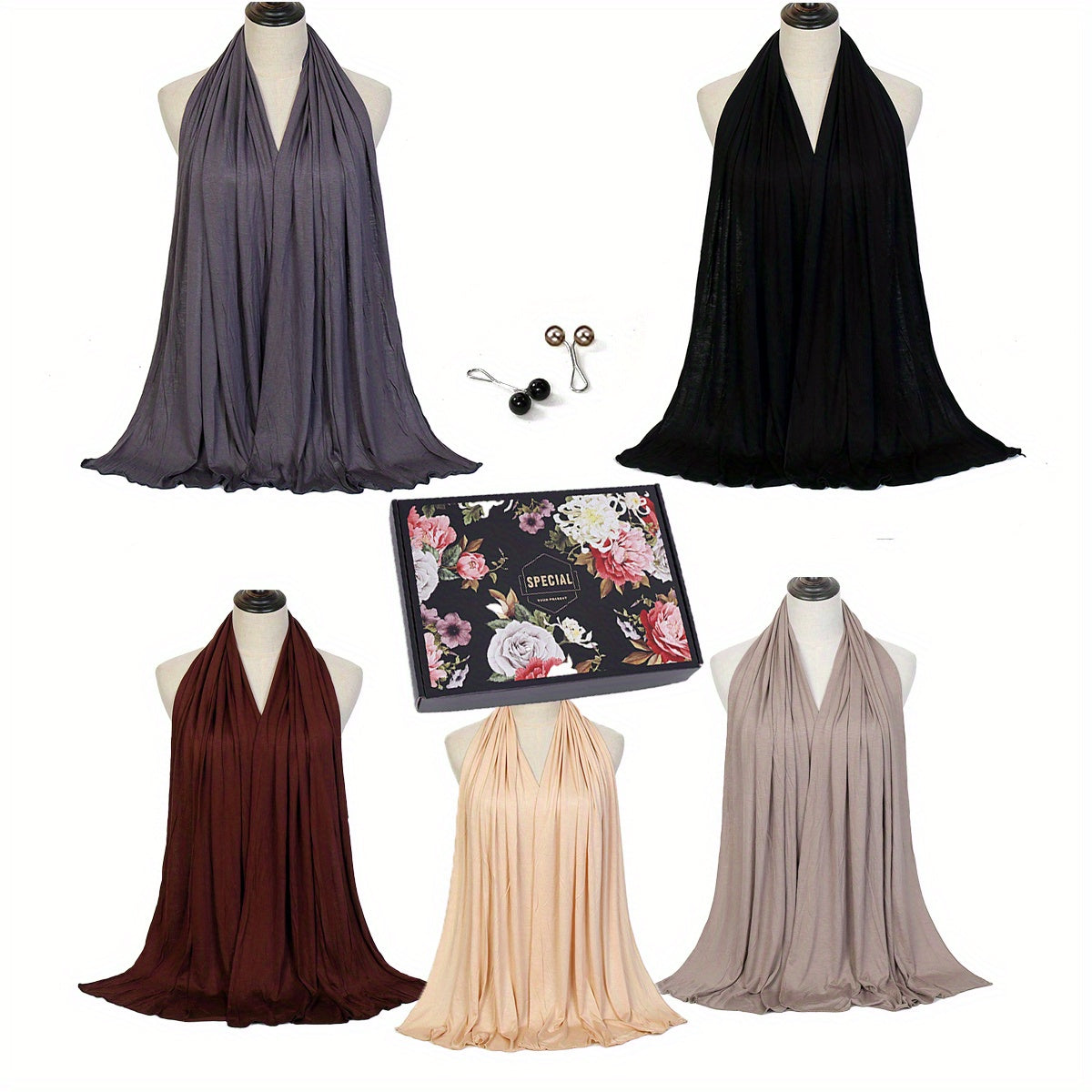 Elegant Soft Rayon Bamboo Jersey Woven Hijab for Women - Versatile Long Shawl in Black, Gray, Brown, and Beige - Breathable & Machine Washable - Perfect Gift for Holidays and Special Occasions, Festive Headwear