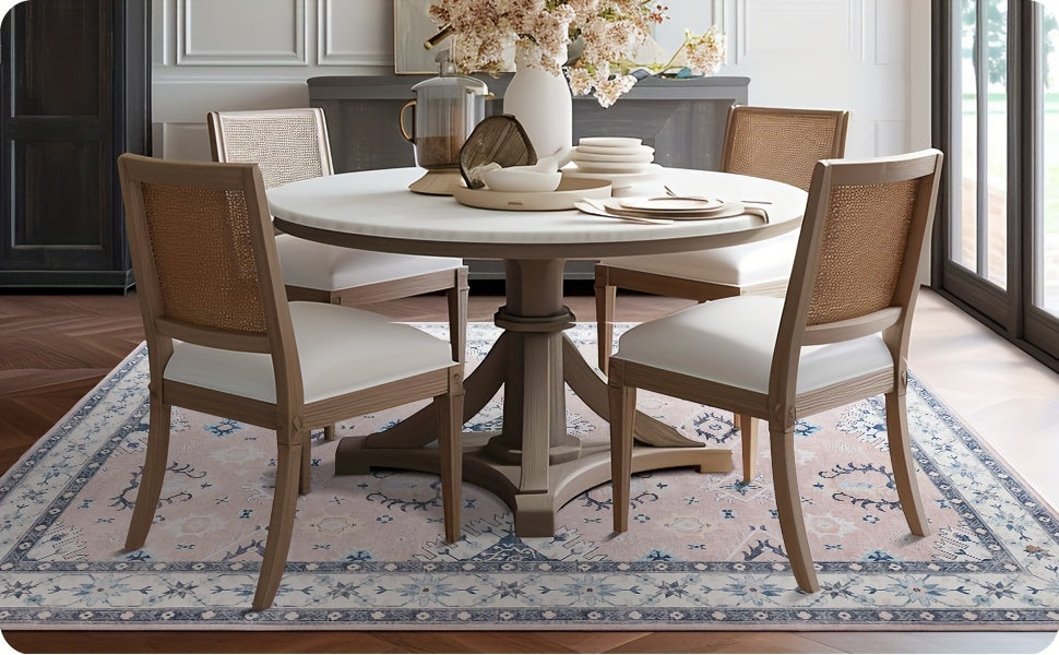Boho-Chic Vintage Floral Area Rug - Non-Slip, Machine Washable Arabian Carpet, Low-Pile TPR & Polyester Blend, Perfect for Kitchen, Living Room, Bedroom, Dining Room