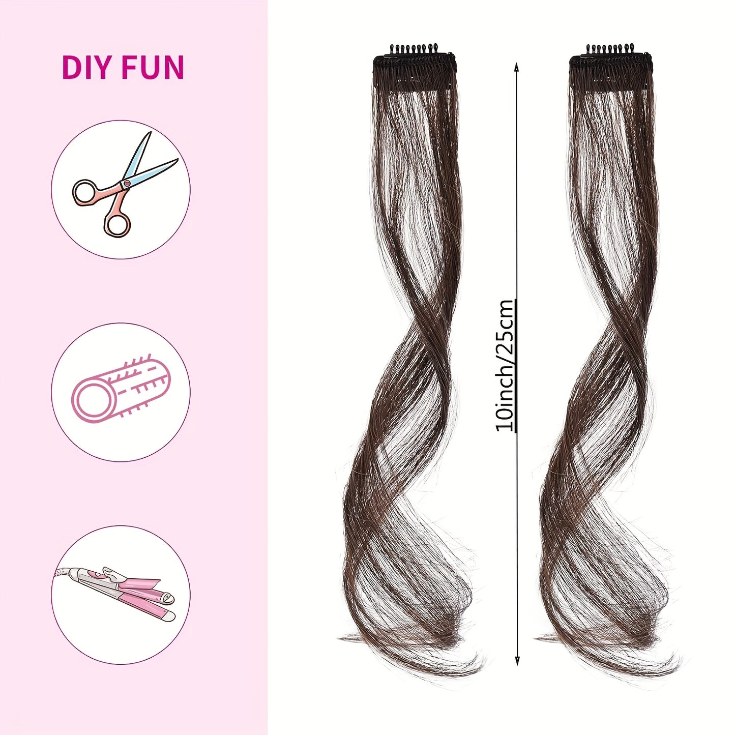 2pcs Cool Light Blonde Wavy Curly Long Side Clip-In Bangs