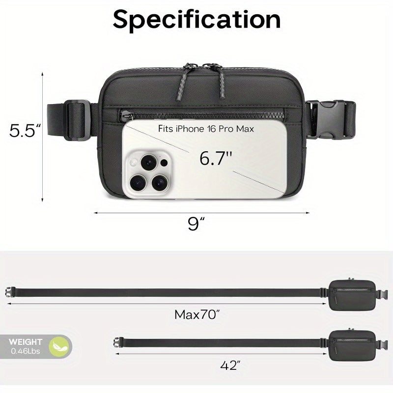 Essential Leather Belt Bag w Long Strap 70 Front Zip Pocket Crossbody Bag w Extended Strap Fanny Pack for Women Men Two Way Zipper Sling Bag