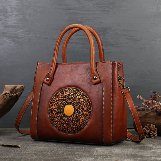 European And American Vintage Genuine Leather Women's Bag, Crossbody Handbag, New Top-Grain Cowhide Tote Bag