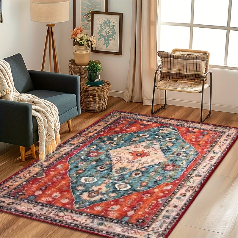 Imitation Cashmere Area Rug, Vintage Bohemian Style Carpet, Machine Washable, Non-slip, Soft, Rugs Can Be Used For Bedroom, Dining Room, Living Room And Office Decoration