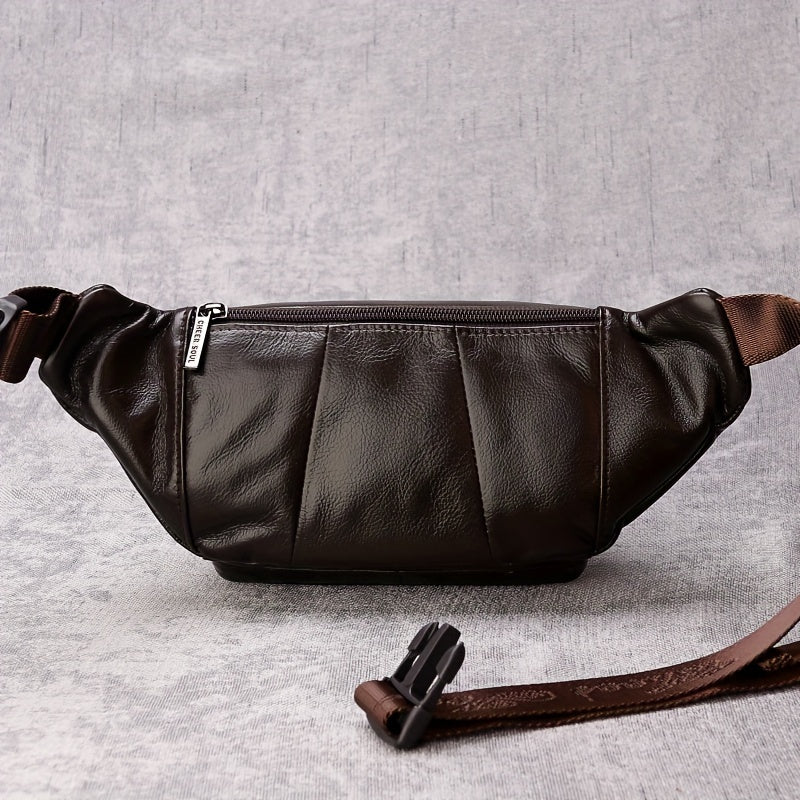Men's Fashion Top Layer Leather Crossbody Bag - Comfortable Shoulder Crossbody Bag, Waist Bag