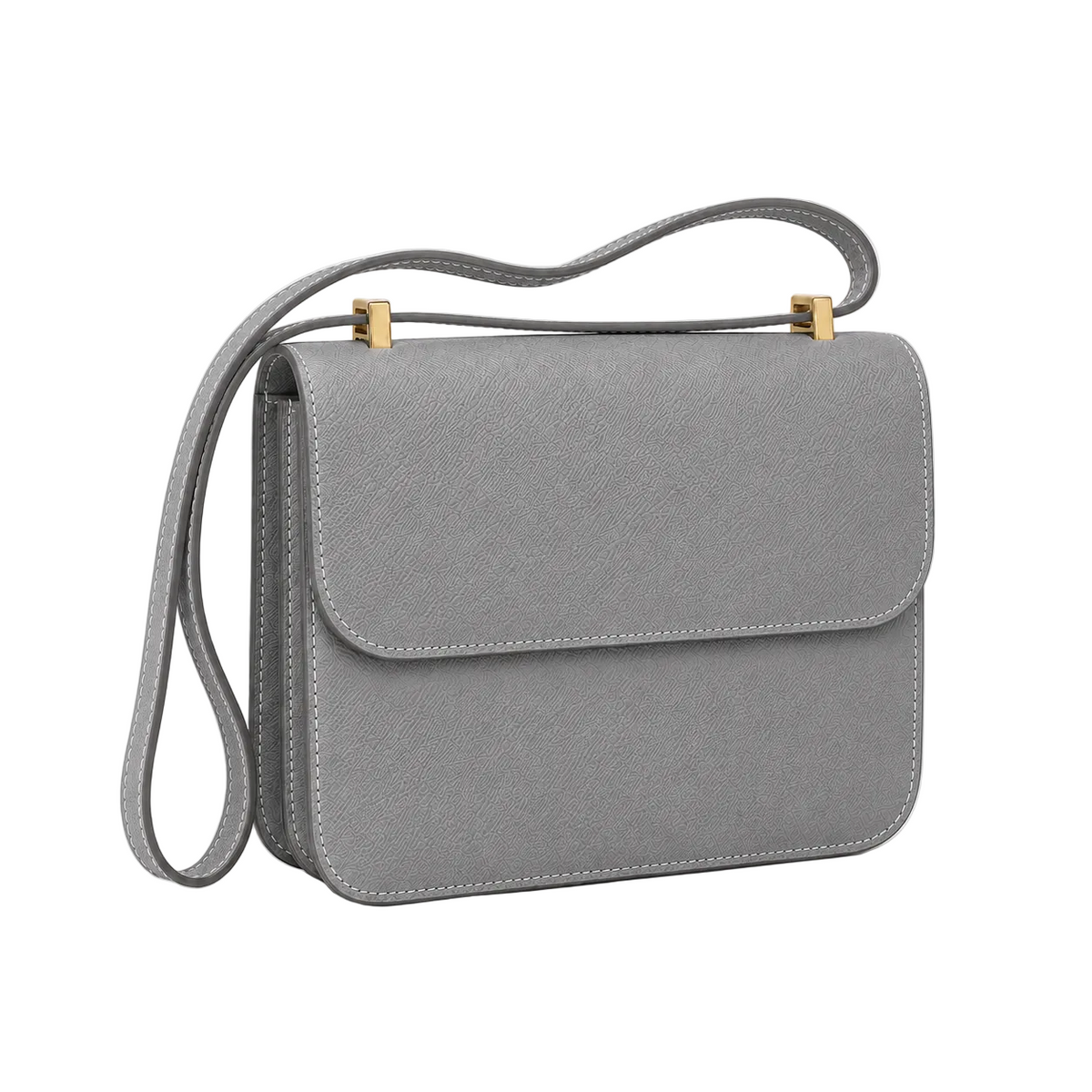 Grey Textured Flap Crossbody Shoulder Bag