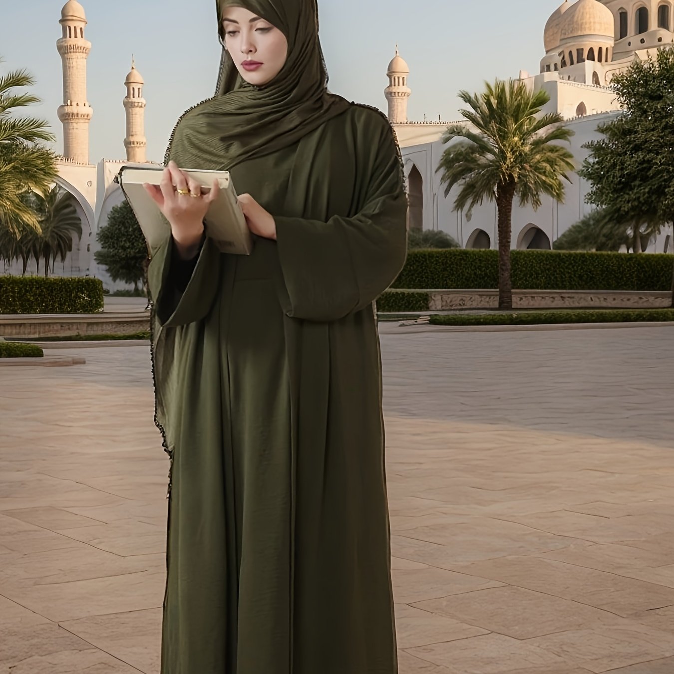 3pcs set of underwear, outerwear and belt for Muslim Women's Ramadan prayer dress,Arabic long robe in summer, thin style, breathable and comfortable elastic loose Abaya Arab Eid al-Fitr ladies abaya