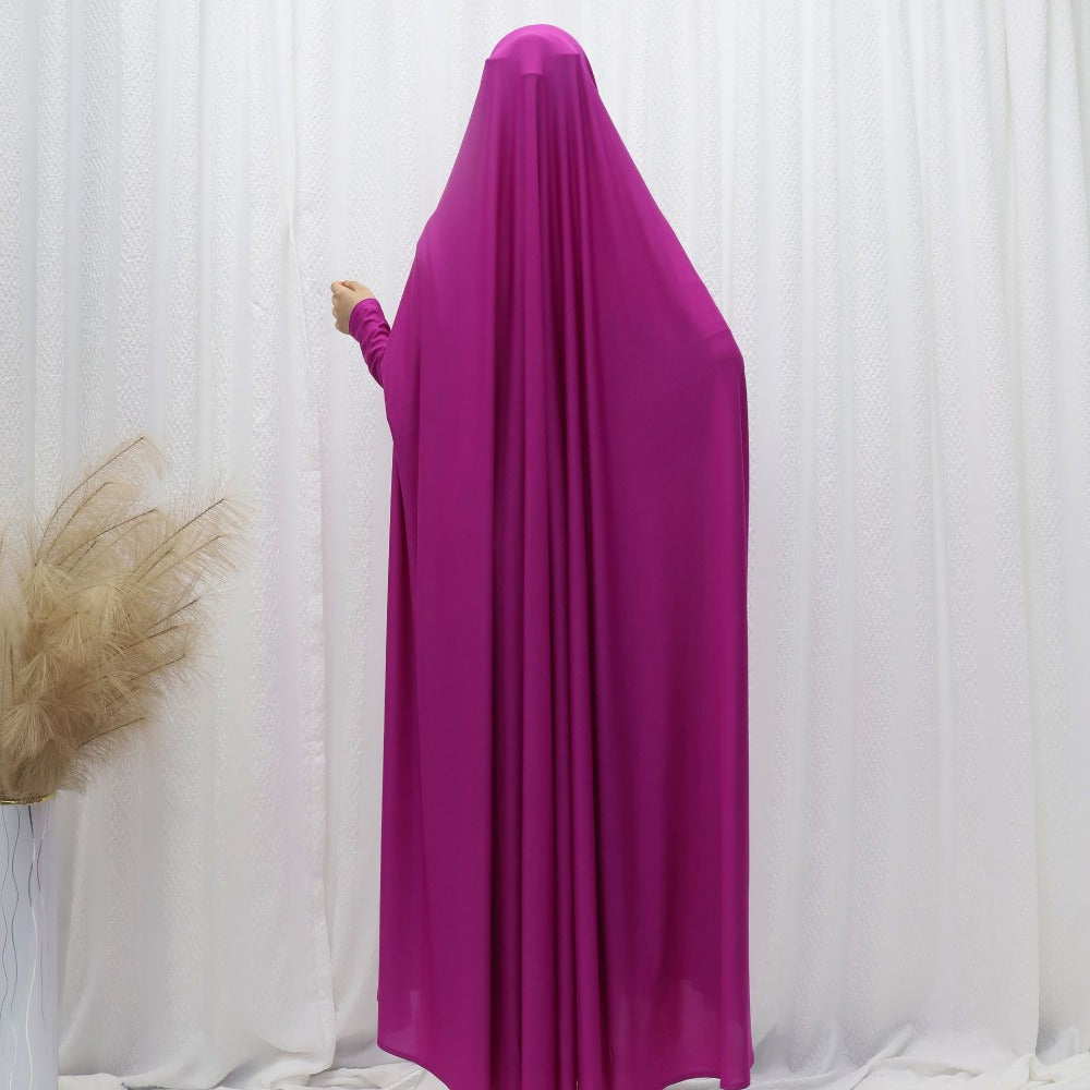 Women's Middle Eastern Baju Abaya Dress - Solid Color Hooded Robe with Bat Sleeves, Modest Traditional Long Gown for Daily & Formal Wear, Comfortable & Versatile Elegant Islamic Attire