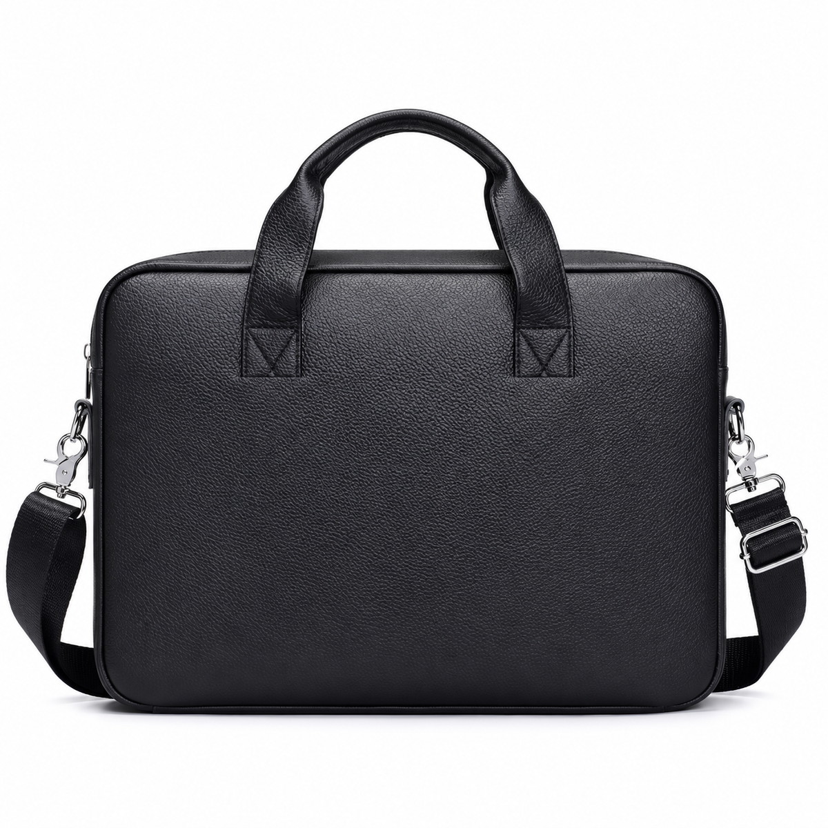 Classic Black Leather Briefcase Shoulder Bag