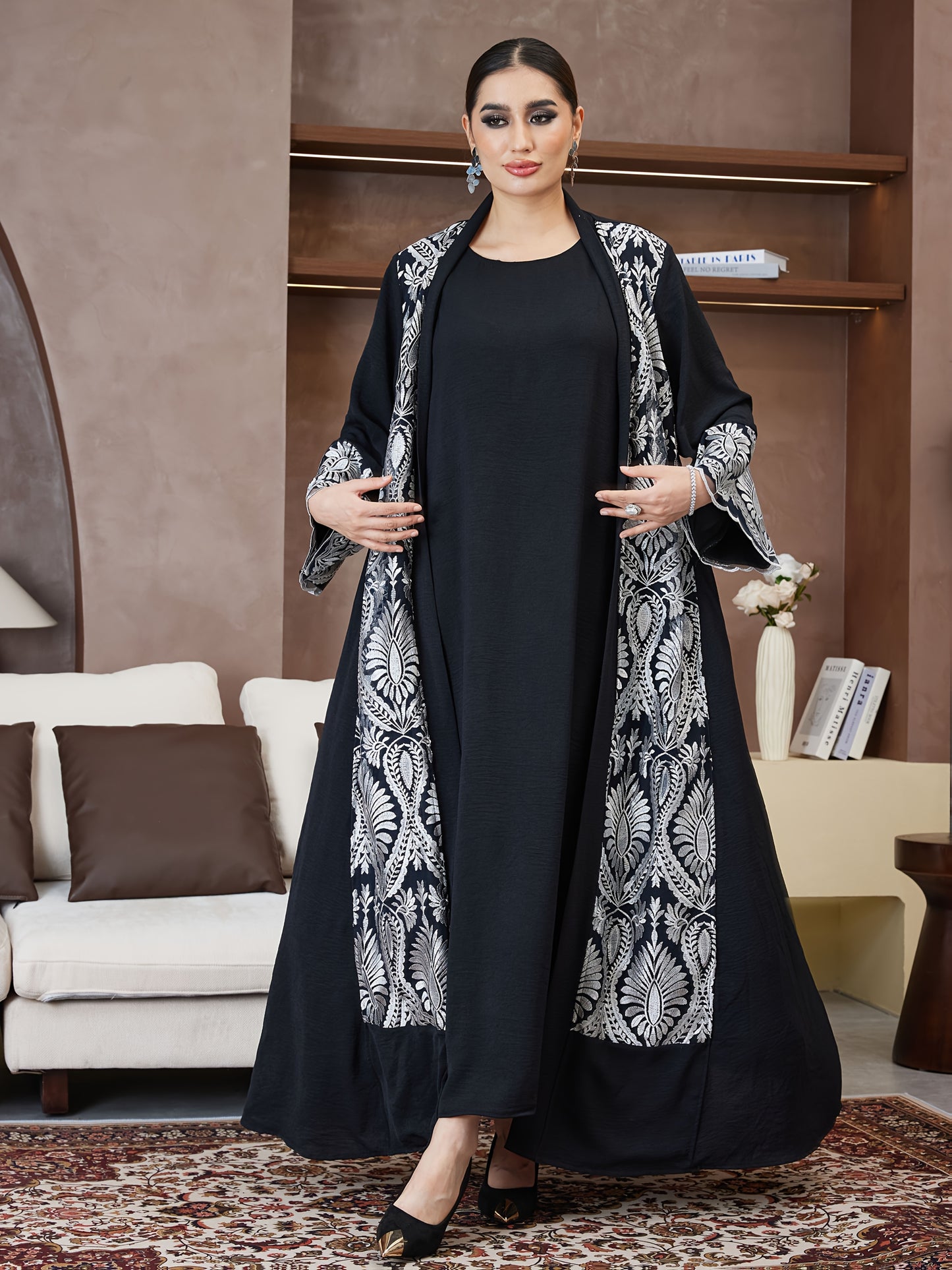 New Abaya for Ramadan, Middle Eastern Arabic Robe, Saudi Arabia, Turkish Muslim Women'S Floral Dress with Comfortable Breathable Fabric, High-End Fashion Paisley Pattern