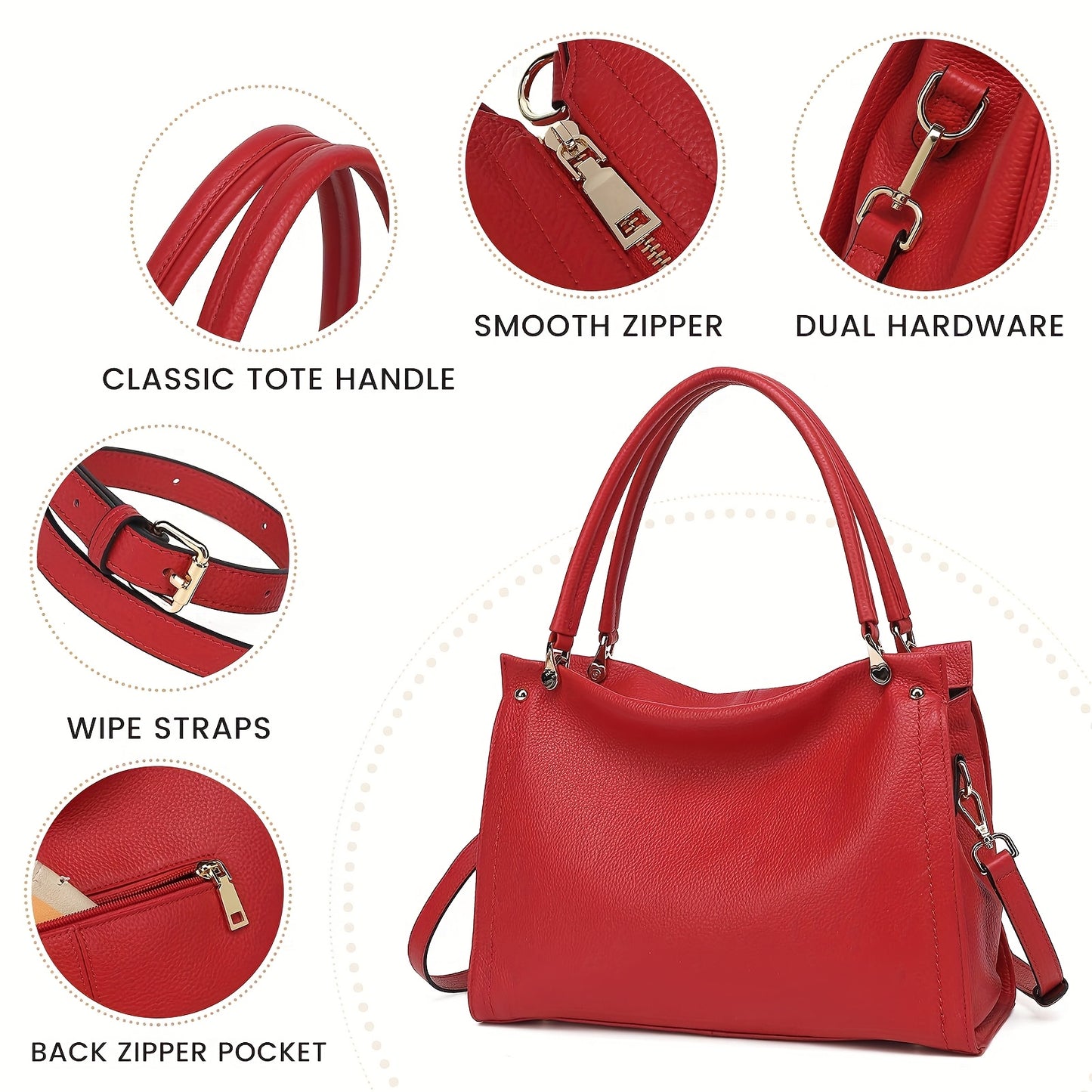 Elegant Leather Handbag, Women's Tote Bag, Versatile Single Shoulder Sling Bag